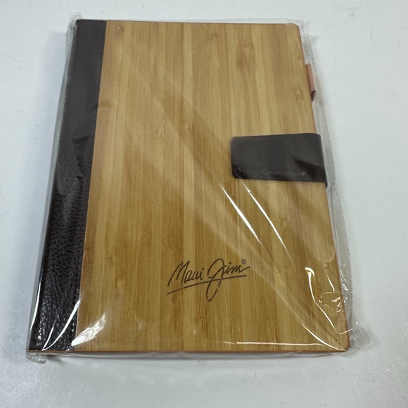 Maui Jim 7x9 Field Notes Bamboo Cover Pen Notebook Leather Accent New. - Picture 1 of 7